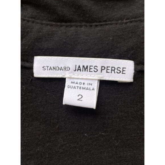 Standard James Perse Womens Size M (2) ‎ Black Knit Shirt Dress Button Relaxed - Picture 5 of 7